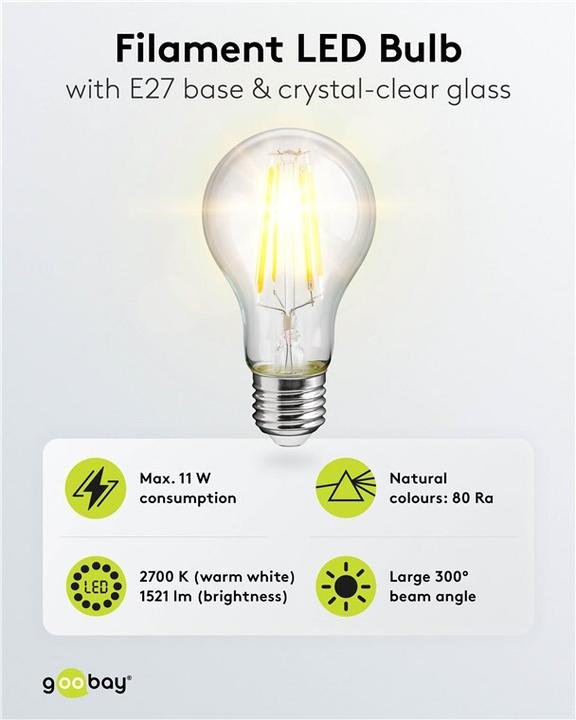 Image du produit Goobay Ampoule LED à filament (E27, 1521 lm, 1x)