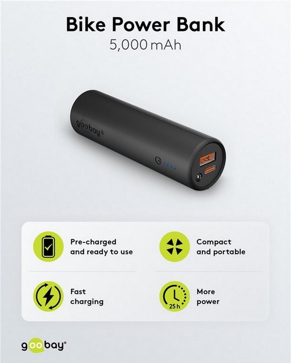 Produktbild Goobay Bike-Powerbank (5000 mAh, 18.50 W, 18.50 Wh)
