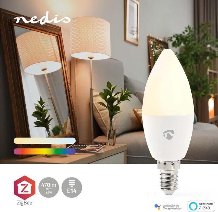 Image du produit Nedis SmartLife Ampoule à LED de couleur | Zigbee 3.0 | E14 | 470 lm | 4.9 W | RGB / Chaud à froid we (E14, 470 lm, 1x)