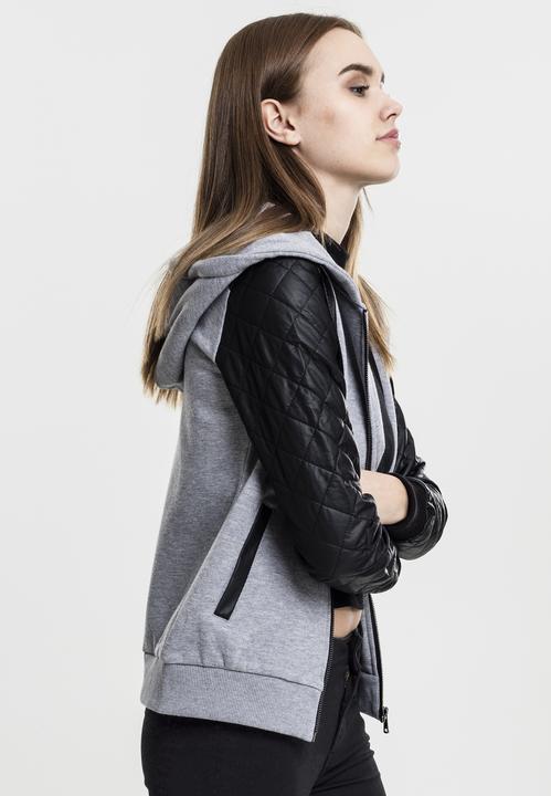 Immagine prodotto Urban Classics Donna con cappuccio con cappuccio in pelle diamante con finta manica e zip (S)