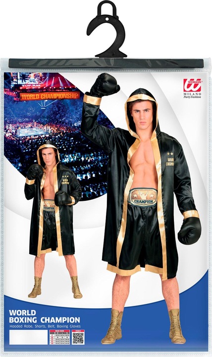 Produktbild Widmann BOXER WORLD CHAMPION (Boxermantel mit Kapuze, Shorts, Gürtel, Boxhandschuhe), XL (XL)