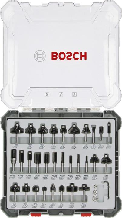 Bosch Professional Zubehör Set di bave a mano libera. Gambo da 8 mm. 30 pezzi