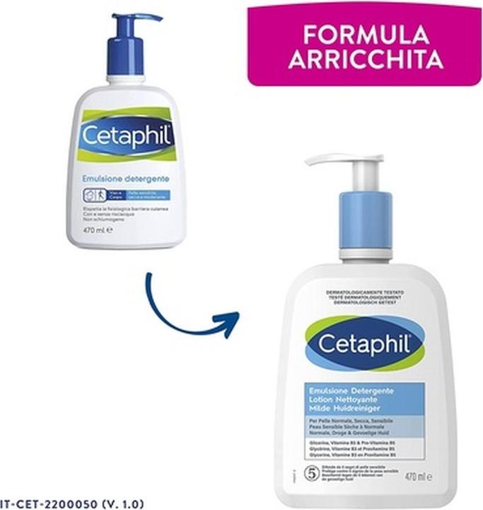 Actual product image Cetaphil Moisturising Face and Body Cleanser Emulsion for Sensitive, Dry, and Tolerant Skin - 470ml (Facial cleansing wipes, 470 ml)