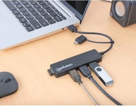 Productafbeelding Manhattan 4-poorts USB 3.0 Type-C / Type-A Combo Hub (USB-A, USB-C, 4 ports)