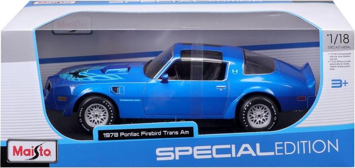 Actual product image Maisto Pontiac Firebird Trans Am 1978 1/18 blue