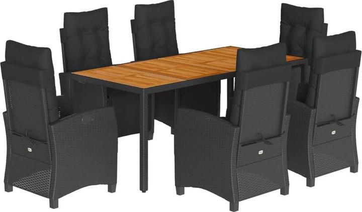 Actual product image vidaXL Garden furniture dining set garden set seating group 7 pcs. black poly rattan (190 cm)