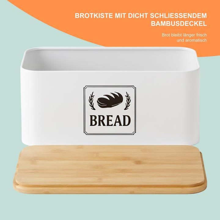Actual product image Relaxdays Brotkasten mit Bambusdeckel Retro-Design