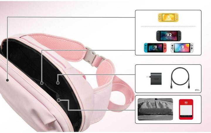 Actual product image HORI SWITCH 2/SWITCH Borsa a Tracolla Rosa (Switch, Switch 2, Switch Lite, Switch OLED)