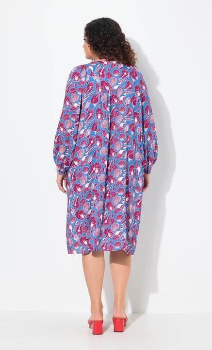 Immagine prodotto Ulla Popken Abito midi dal taglio oversize con conchiglie, scollo a V e maniche lunghe (50, 52)