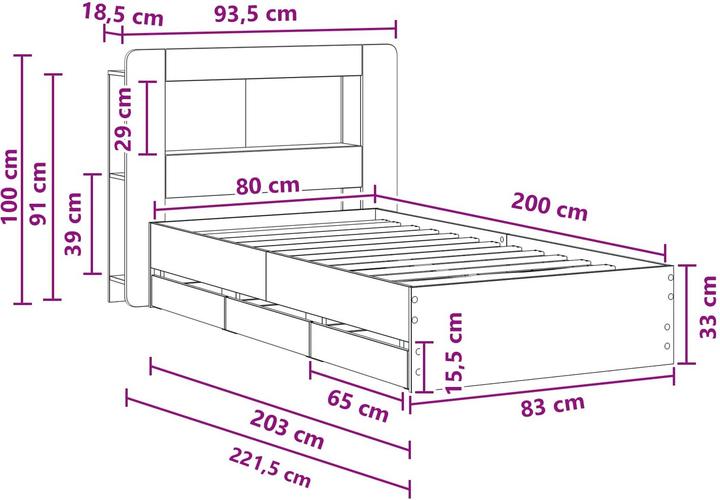 Actual product image vidaXL Aufbewahrungsbett (80 x 200 cm)