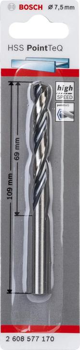Produktbild Bosch Professional Zubehör Metallspiralbohrer HSS PointTeQ, DIN 338, 7,5 mm, 1er-Pack (7.5 Millimeter)