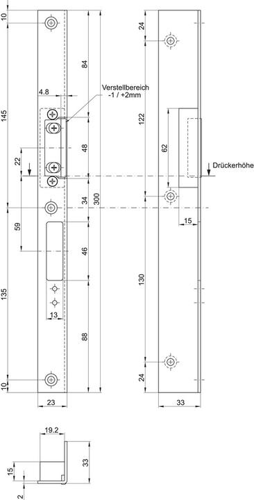 Actual product image MSL Angle strike plates VariFlex BV-1255.RE (Door handle)