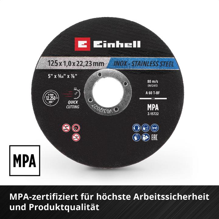Image du produit Einhell Trennscheiben, 711442, 125x1,0 mm, 10 Stück