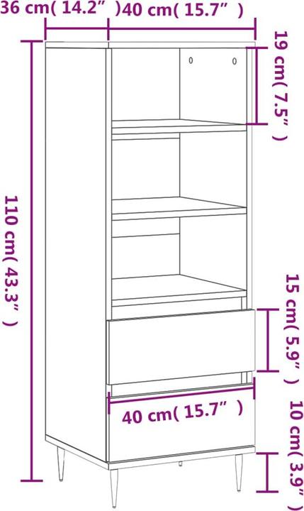 Image du produit vidaXL Highboard (40 x 36 x 110 cm)