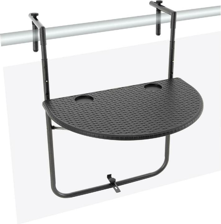 Produktbild VCM Balkonhängetisch Balkontisch Wandklapptisch Hängetisch stabil 59x40 cm schwarz (59 x 59 x 83 cm)