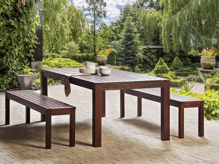 Produktbild Beliani Gartenmöbel Set Eukalyptusholz dunkelbraun 6-Sitzer TUSCANIA (180 cm)