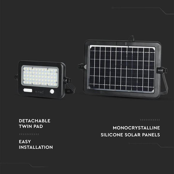 Produktbild V-TAC VT78810 10W LED Solar Fluter Abnehmbarer schwarzer Körper 4000K (1100 lm, IP65)