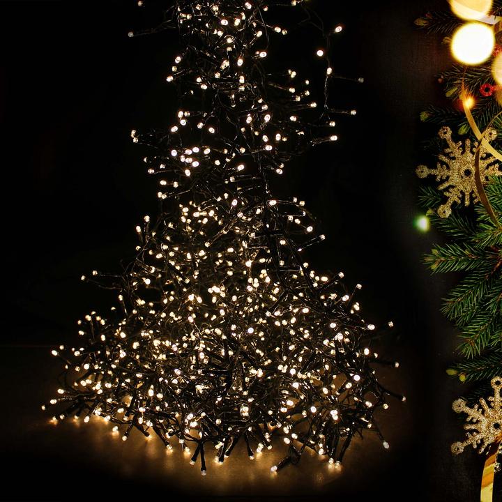 Produktbild Toboli 24m Cluster Lichterkette Warmweiss 1200 LEDs 8 Leucht-Modi Aussen Innen (24 m)