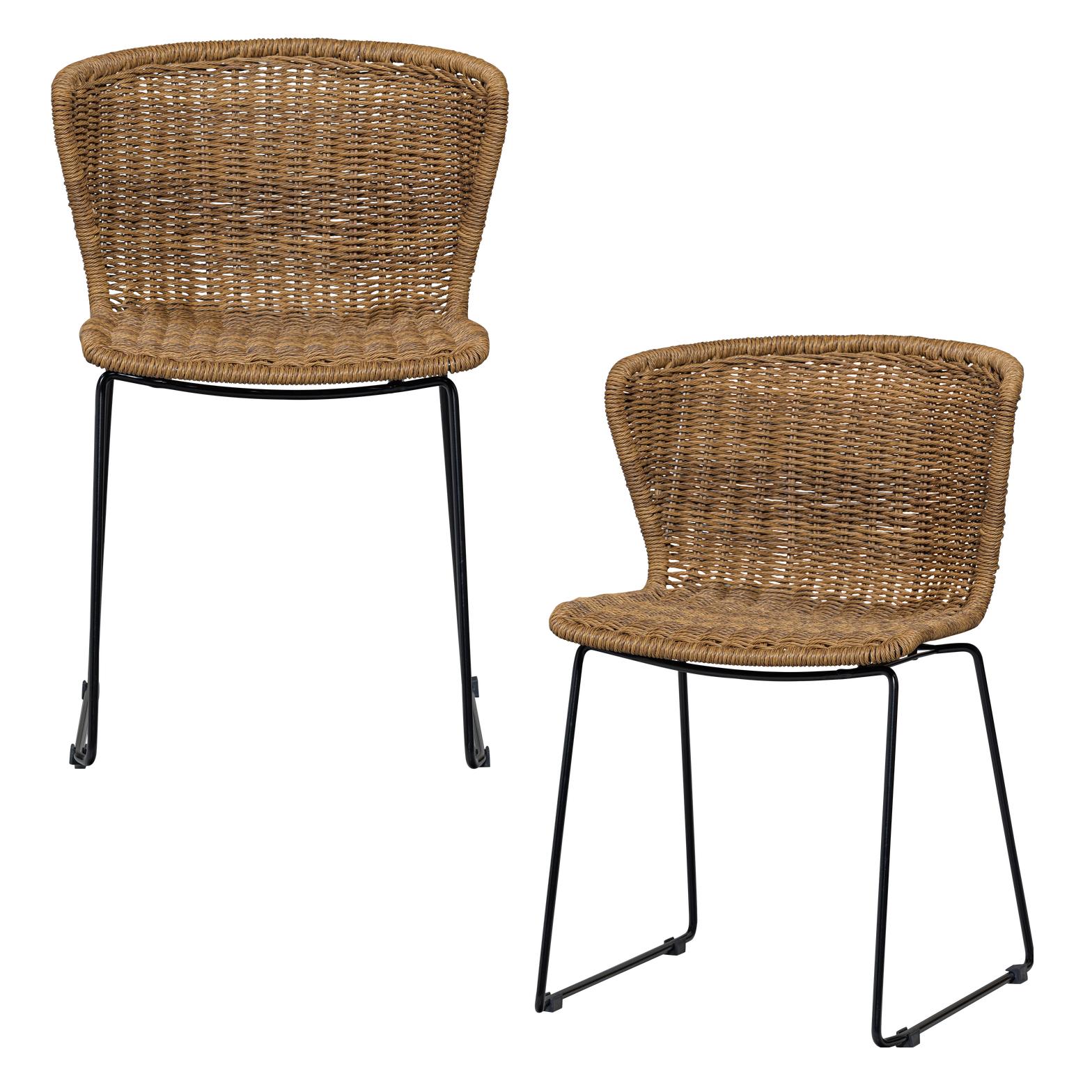 Woood Esszimmerstuhl "Wings Aus Geflochtenem Poly-Rattan Mit Stahlgestell H 78 Cm" () (Set, 2 St), Für Den Innen- Und Außenbereich Geeignet