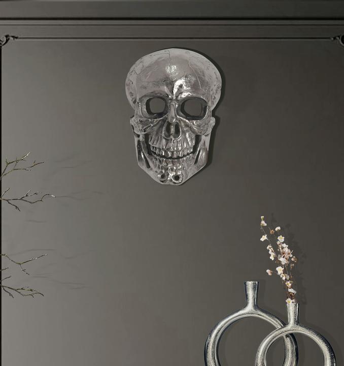 Produktbild FineBuy Wanddeko Totenkopf 41 cm Aluminium Schädel Wohndeko Dekoration Modern
