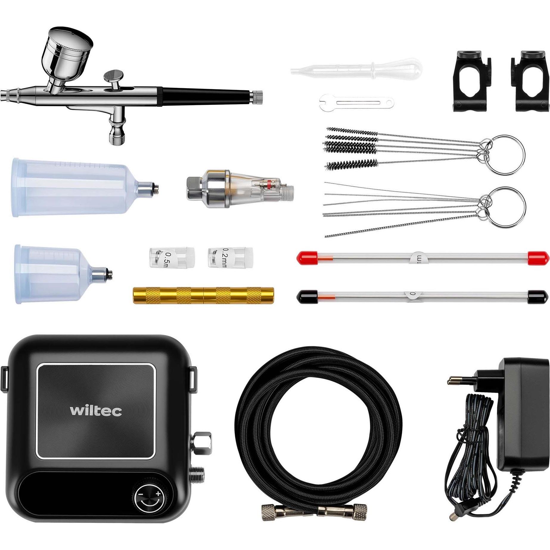 Wiltec Kompressor Zubehör Set 2,8bar Airbrush Set 12V Druckluft Air Brush