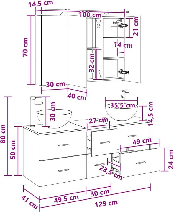 Produktbild vidaXL Badezimmerschrank