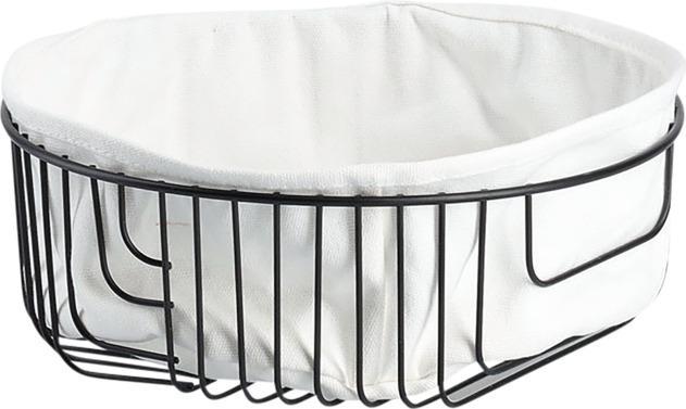 Zeller Present Broodmand met zak, metaal/katoen, zwart