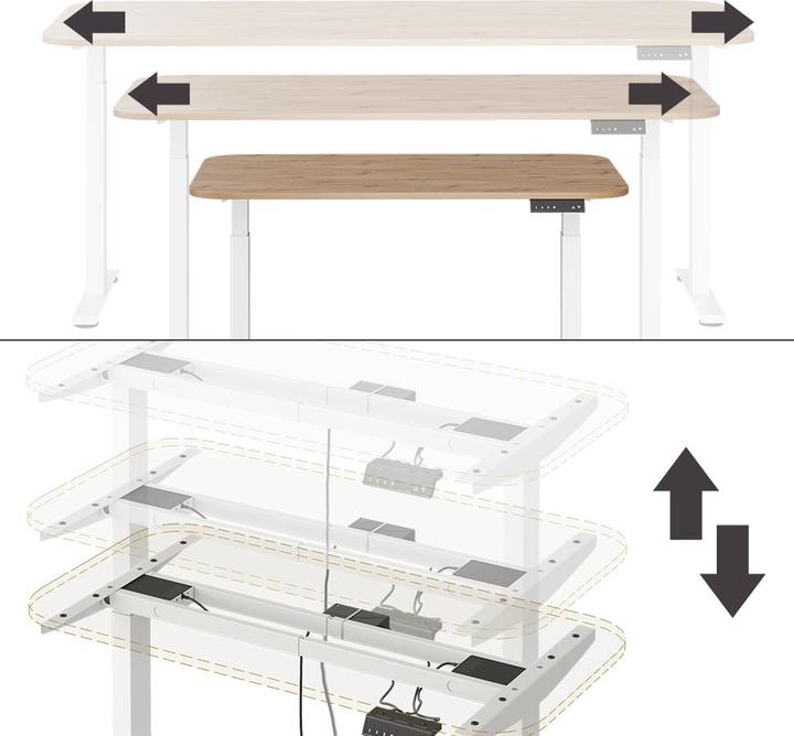 Produktbild Vicco Schreibtisch Elevate, Artisan/Weiss, 180 x 57.5 cm (120 x 60 x 120 cm)