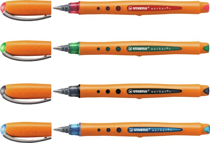 Image du produit STABILO worker+ Roller à encre (Vert, Rouge, Bleu, Noir, 4 x)