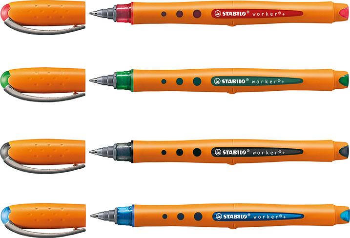 Image du produit STABILO worker+ Roller à encre (Vert, Rouge, Bleu, Noir, 4 x)