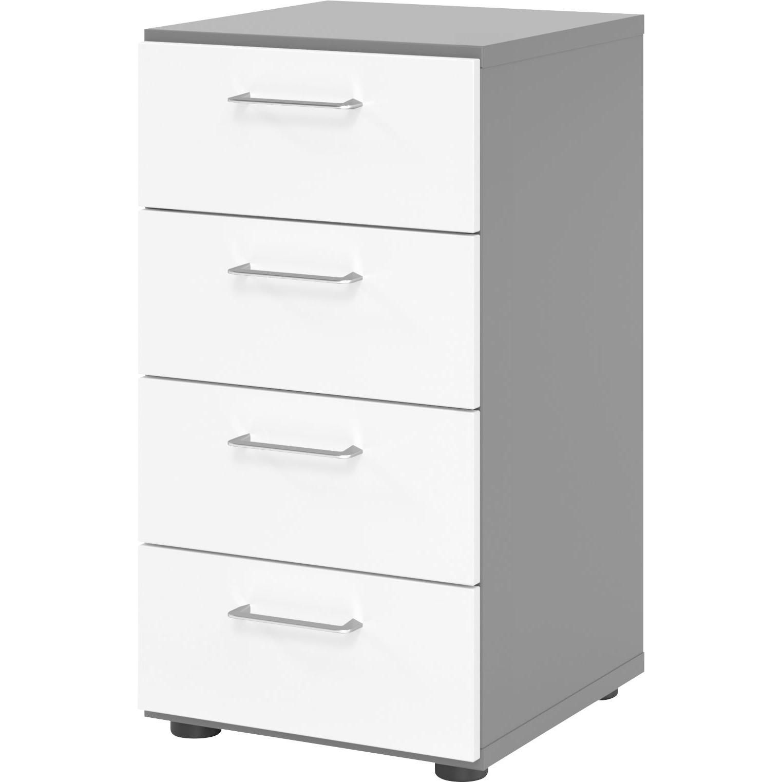 0, Aktenschrank, Regal 2OH, 4 Schübe, BS Graphit/Weiss
