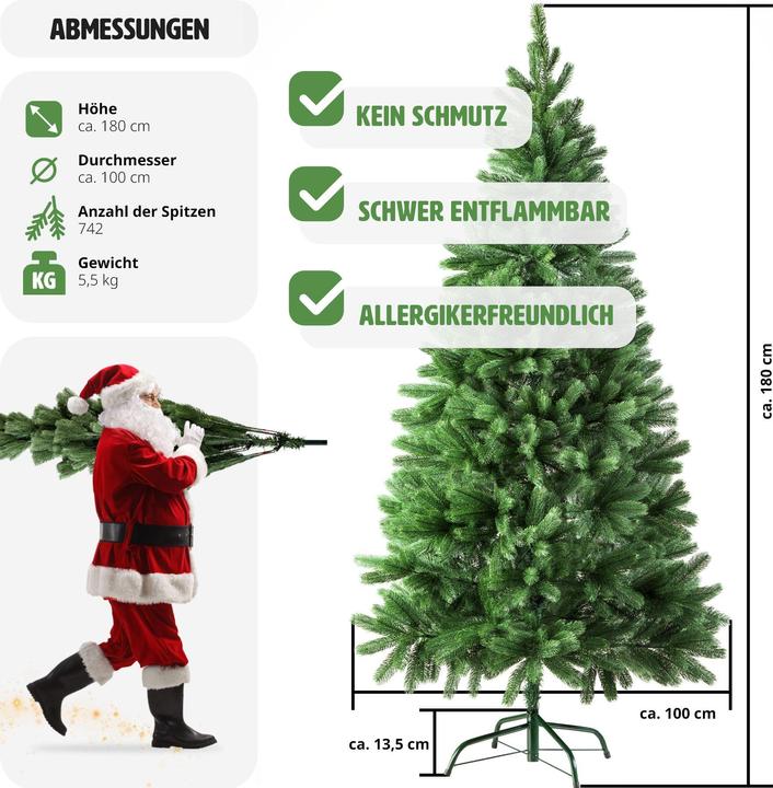 Produktbild tectake Künstlicher Weihnachtsbaum (180 cm)