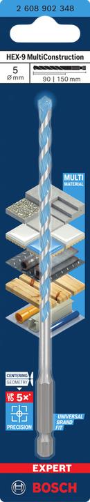 Produktbild Bosch Professional Zubehör Expert HEX-9 Multi Construction Bohrer, 5 x 90 x 150 mm (5 mm)