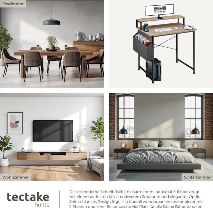 Actual product image tectake Desk with shelf and fabric bag (80 x 55 x 90 cm)