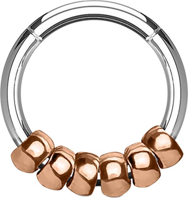 Immagine prodotto Star Piercing Anello a micro segmenti con cerniera in argento e perline in acciaio oro rosa (Acciaio chirurgico 316L, senza ottone)