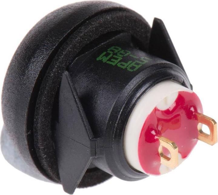Actual product image APEM Black snap-in mounting pushbutton switch