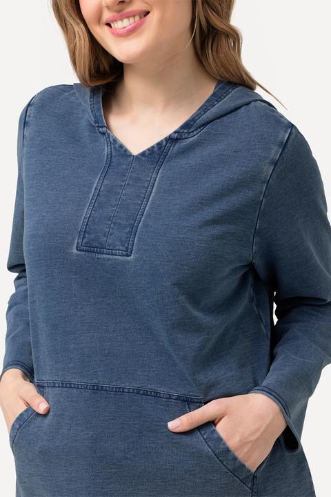 Immagine prodotto Ulla Popken Maglia con cappuccio, orli non rifiniti, maniche lunghe e tasca a marsupio (46, 48)