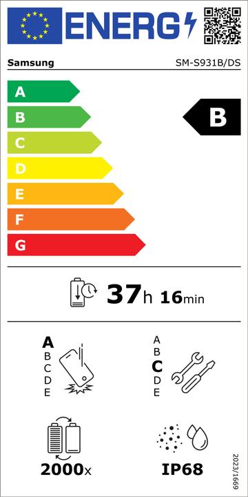 Label énergétique Samsung Galaxy S25 EE (256 Go, Ombre d'argent, 6.20", Double SIM, 5G)