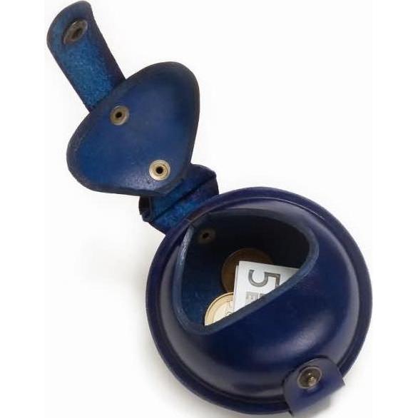 Mika, Portemonnaie, Schlüsselanhänger / Kleingeldbörse gross Sattelleder 9cm blau, Blau