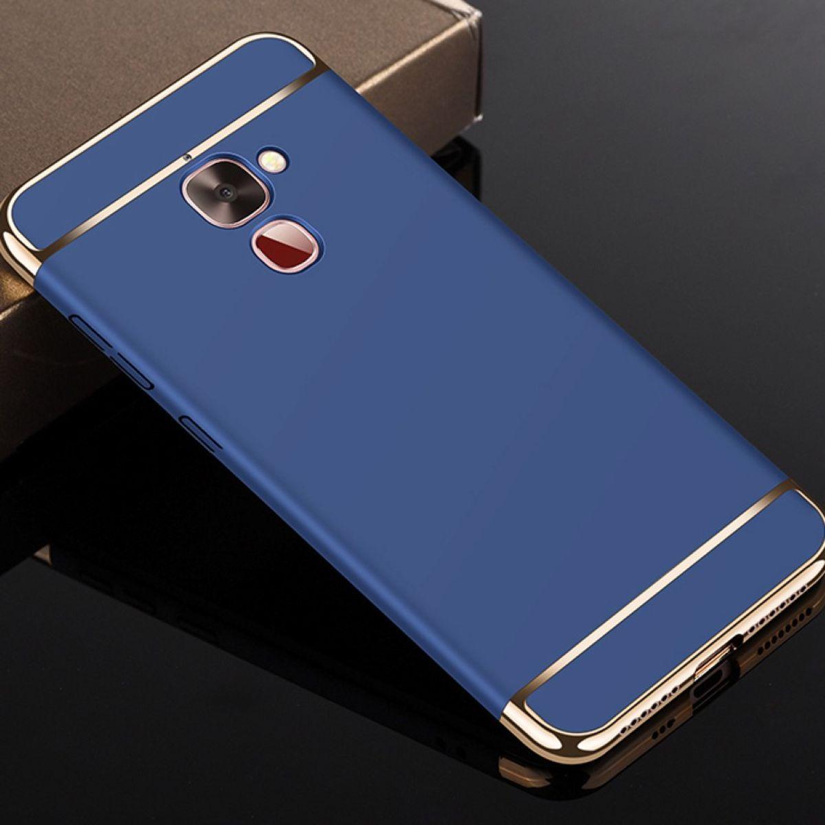König Design Handy Hülle Schutz Case für LeEco Le 2 Bumper 3 in 1 Cover Chrom Etui Blau Neu (LeEco Le 2), Smartphone Hül...