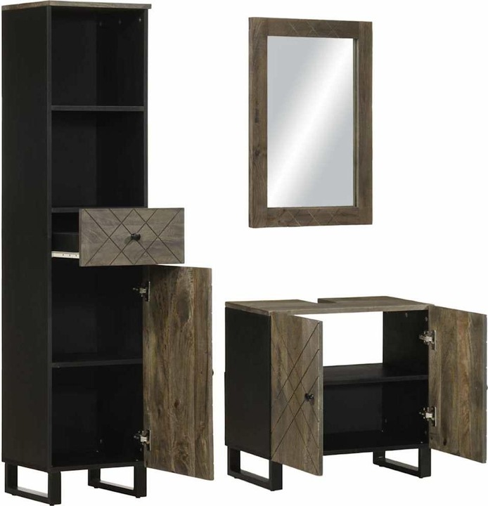 Immagine prodotto VidaXL Set di mobili da bagno a 3 pezzi in legno massiccio di mango nero