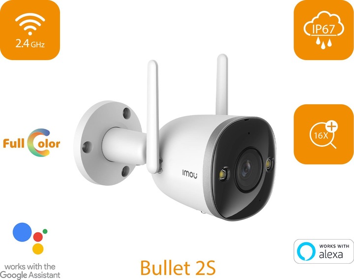 Productafbeelding Imou Bullet 2S 4MP IPC F46FP 0360B WLAN IP 2560 x 1440 Pixel Bewakingscamera (2560 x 1440 Pixels)