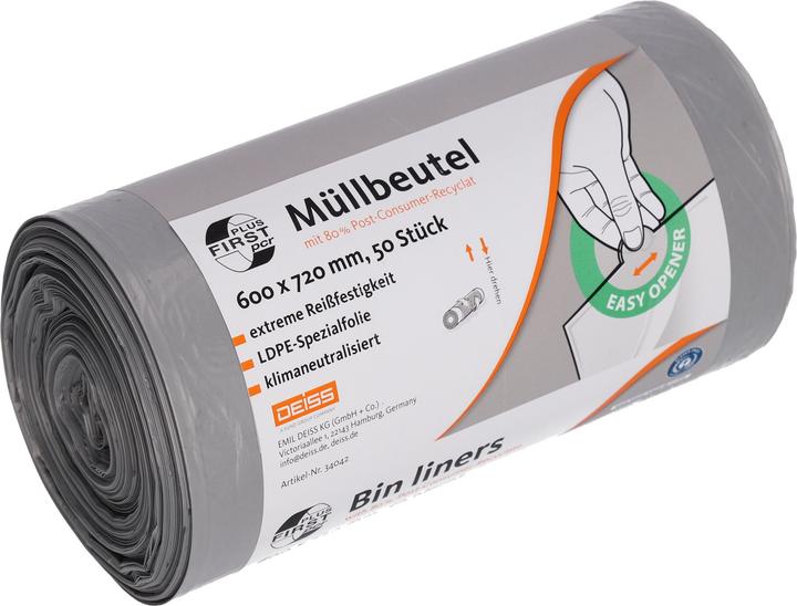 Deiss Müllbeutel PCR First Plus 60l grau (50x, 60 l)