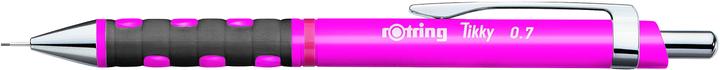 Actual product image Rotring Tikky Neon fine-lead pencil, 0.7 mm, pink chrome-plated, rigid tubular tip, rubber-coated, gelled (0.70 mm, HB, 1 x)