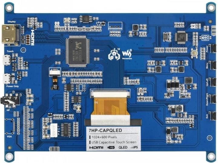 Image du produit WaveShare 7inch QLED Capacitive Touch Display LCD 1024×600 HDMI