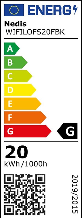 Energie-Label Nedis SmartLife-Flutlicht - Bewegungssensor, 1500 lm, WLAN, 20 W, Dimmbar Weiss, 3000 (1500 lm, IP44)