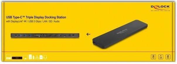 Image du produit Delock Station d'accueil USB Type-C triple écran avec DisplayL (USB-C, 10 Ports)