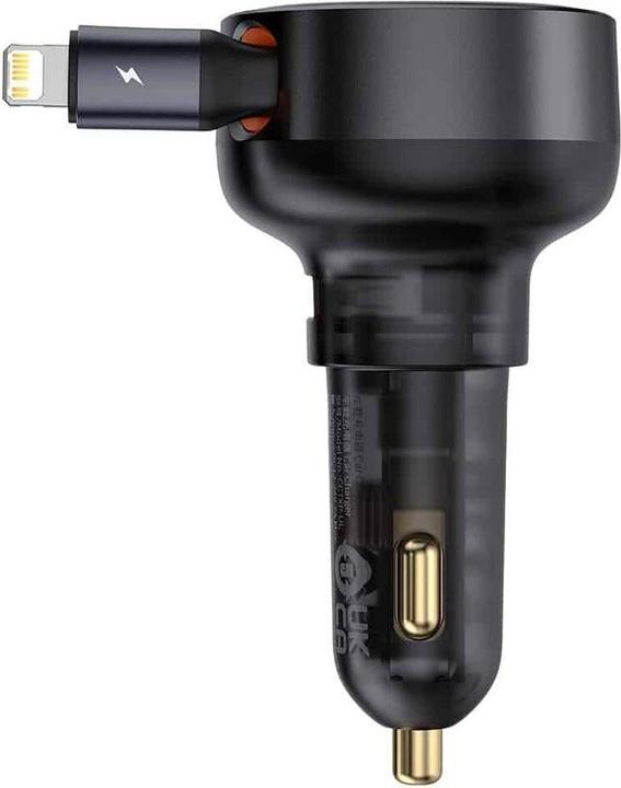 Baseus Enjoyment Pro Car Charger U+Retractable iP Cable 55W Cluster - Black
