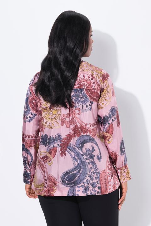 Immagine prodotto Ulla Popken Blusa con Cupro, design floreale, collo da camicia e maniche lunghe (50, 52)