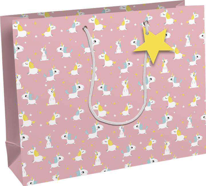 Pink background with unicorns